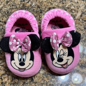 Disney Minnie Mouse Pink Polka Dot Kids Slippers Toddler 9/10